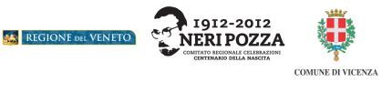 logo della Regione del Veneto, logo del Comitato regionale per le celebrazioni del centenario della nascita di Neri Pozza, logo del Comune di Vicenza