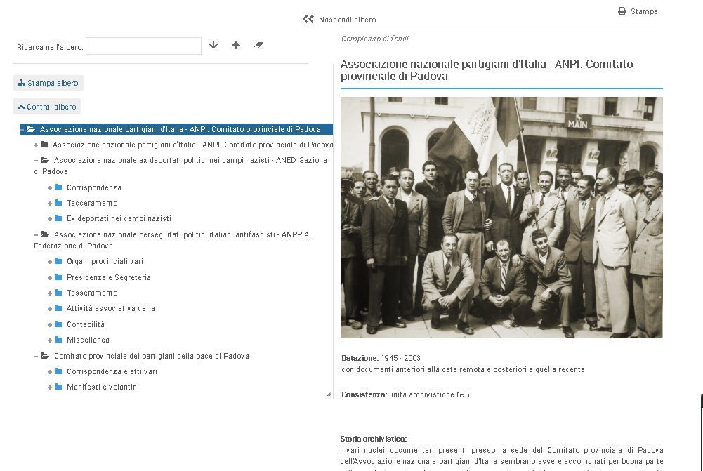 La descrizione in SIAR Veneto del complesso archivistico dell’ANPI. Comitato provinciale di Padova