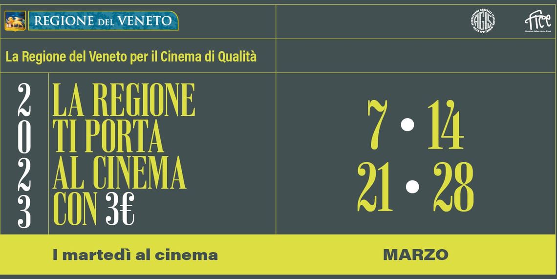Tornano in Veneto gli appuntamenti con "La Regione del Veneto ti porta al cinema con tre euro"