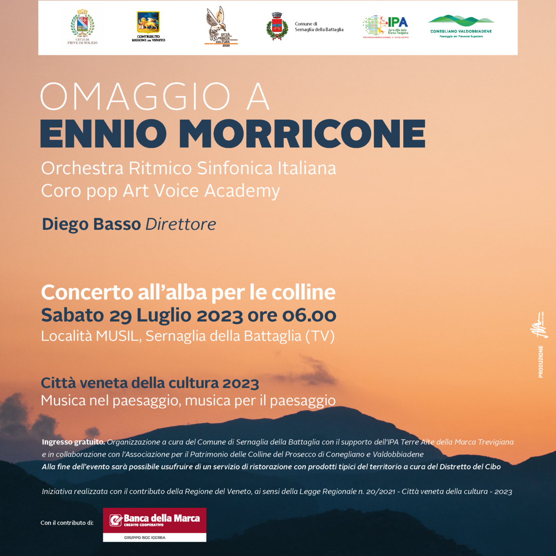 Il primo concerto all'alba sulle colline del prosecco Unesco rende "Omaggio a Ennio Morricone" 