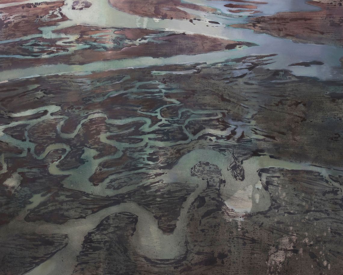 rappresentazione pittorica della barena vista dall'alto