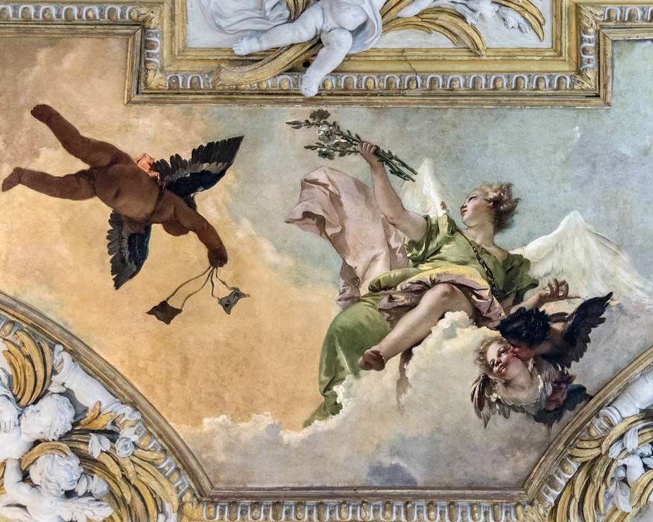 Angelo con gigli e putto che gli viene incontro