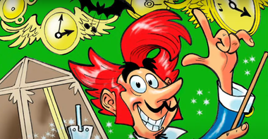 Al centro è raffigurato "Il Direttore Matto", e attorno a lui ci sono diversi orologi volanti e pipistrelli. Sullo sfondo verde sono presenti altri dettagli magici.