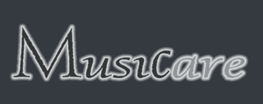 Sfondo grigio con la scritta "Musicare".