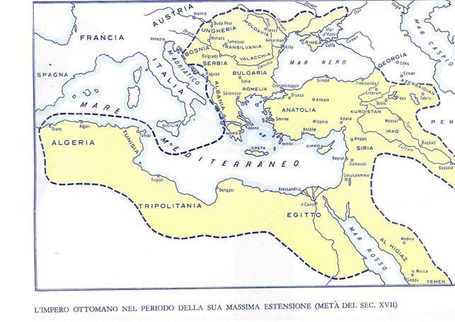 L'impero Ottomano nel periodo della sua massima estensione (sec. XVII)