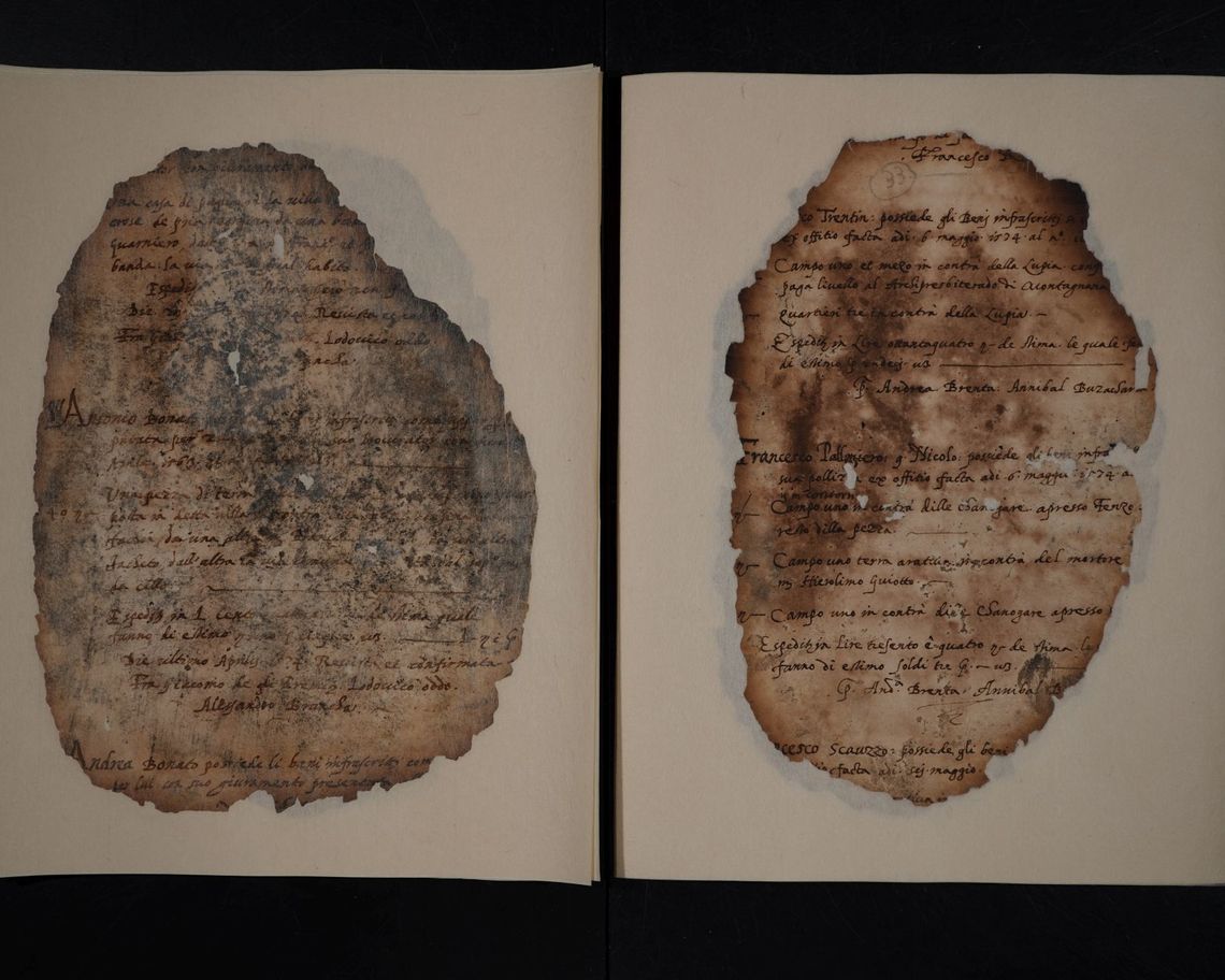 Foglio restaurato di un fascicolo cinquecentesco dell'Archivio Comunale di Montagnana