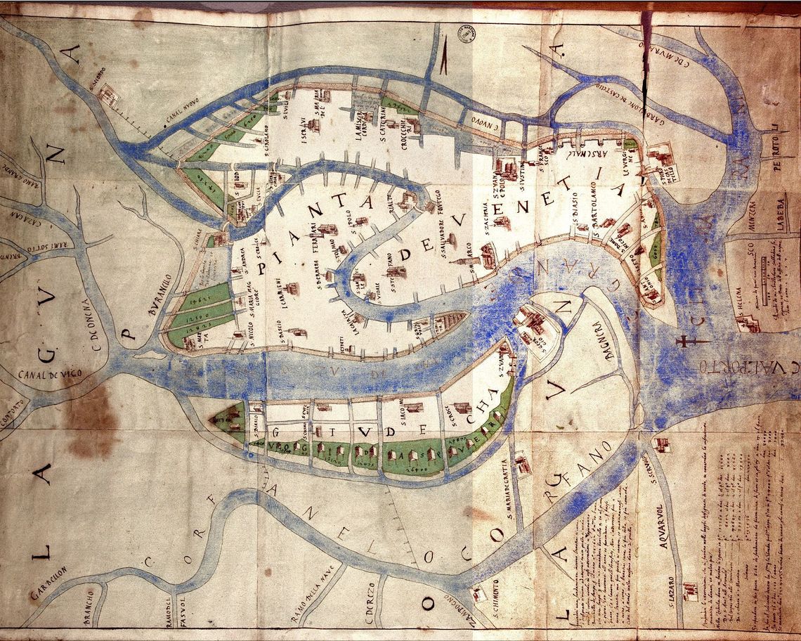 Mappa cartografica a colori di Venezia