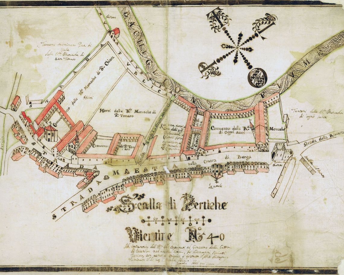 Mappa cartografica a colori del quartiere di Berga a Vicenza