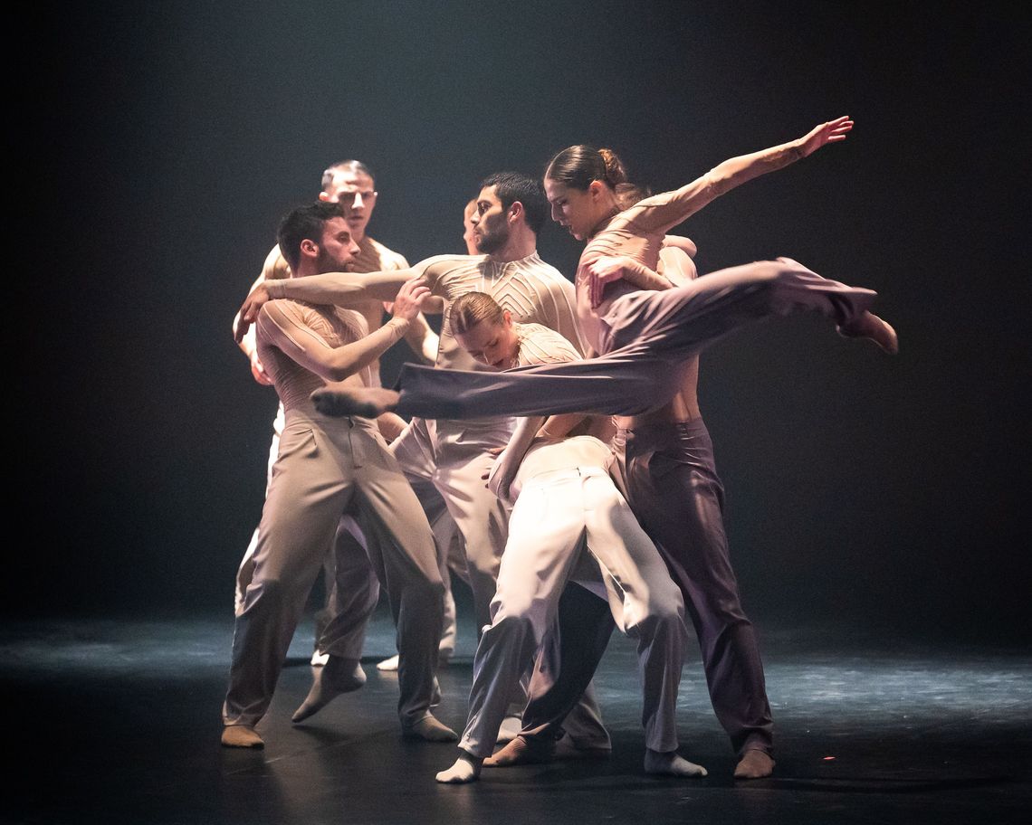 gruppo di danzatori che fa una presa con una danzatrice