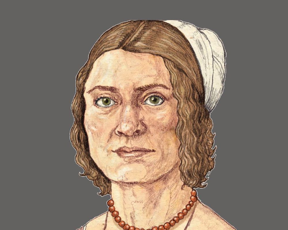 Disegno a colori di Marietta Barovier, volto