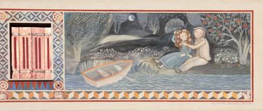 due giovaniinnamorati sulla sponda del lago con accanto la barca attraccata