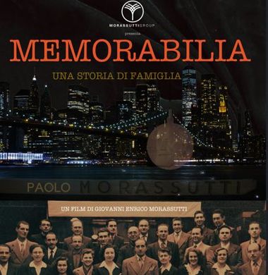 locandina con fondo scuro e foto dei dipendenti dell'azienda