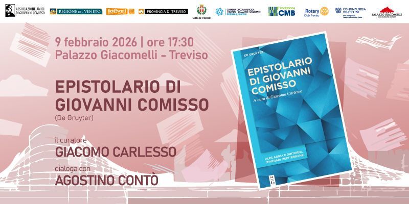copertina del volume su banner con grafica e con loghi dei sostenitori del Premio Comisso
