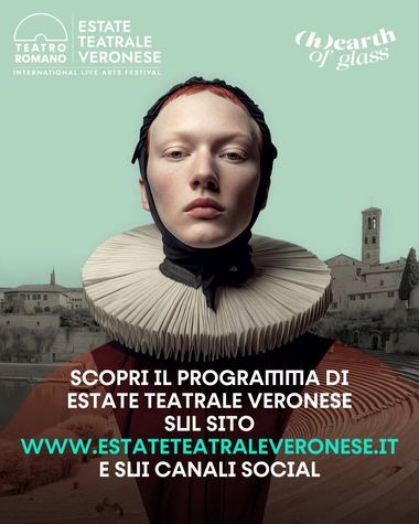 Volto di donna con gorgiera e sullo sfondo Verona e scritte