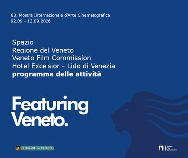 Grafica blu con testa di  leone, loghi e scritte in bianco