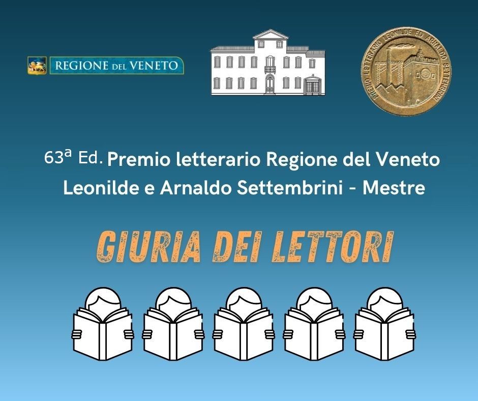 loghi istituzionali e grafica di lettori con scritte bianche e gialle