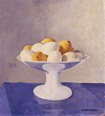 Felice Casorati, Natura morta con uova e limoni, 1920, olio su tavola, cm 40x45