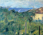 Nino Springolo, Paesaggio con il Grappa, olio su cartone, 48x59