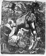 Mino Maccari, Caduta del regime, serigrafia, cm. 20x37