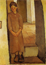 Felice Carena, Bambina sulla porta, 1919, olio su tela, cm 155x94