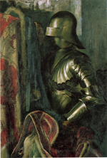 Mariano Fortuny, Natura morta con armatura, tempera su tela, cm 124x92